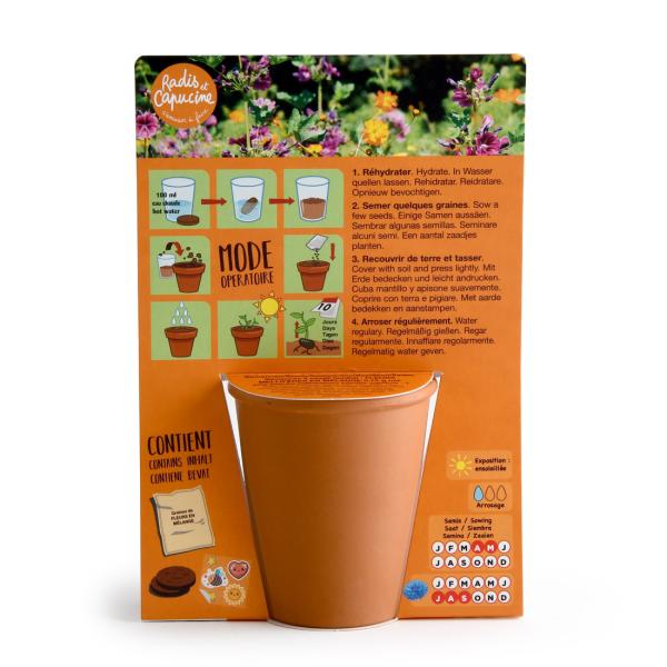 Radis et Capucine - Kit de jardinage enfant - Fleurs en mélange - Licorne - MEDIA_PACKAGING_VERSO